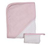 Capa De Baño Y Manopla Raya Rosa Rayas