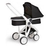 Silla de paseo Greentom Upp Negro con capazo y chasis blanco