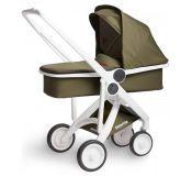 Silla de paseo Greentom Upp Oliva con capazo y chasis blanco